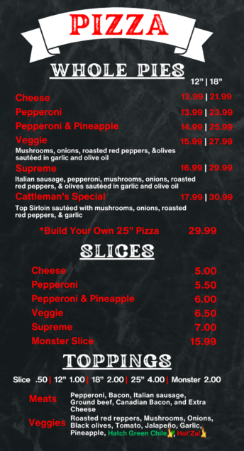 Pizza Menu