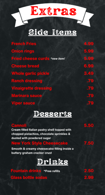 Sides Desserts Menu